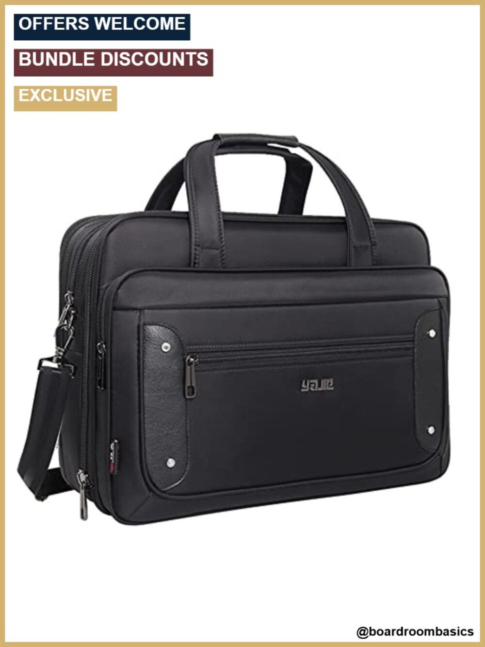 Large Canvas Briefcase Mens Tote Laptop Bag for Work Business 19 Inch Office